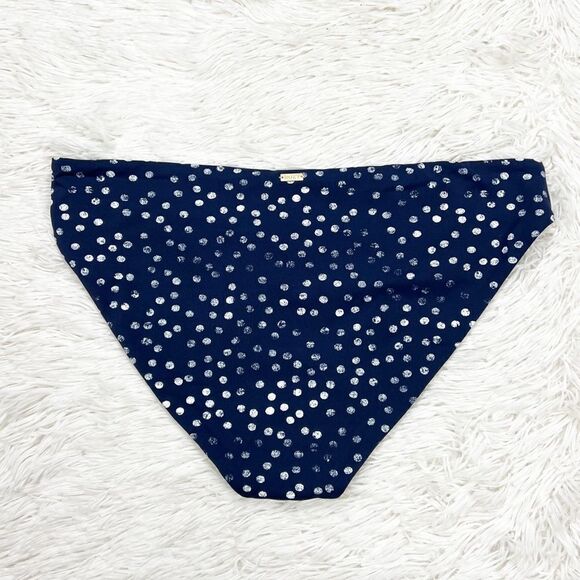 Roxy Printed Beach Classics Blue Indigo Polka Dot Side Strap Bikini Bottoms Size - Picture 5 of 7